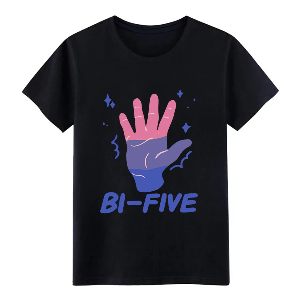 

Men's Bi Five High Five Bisexual LGBT Rainbow Pride Tee t shirt create Short Sleeve O Neck Natural Interesting Basic shirt