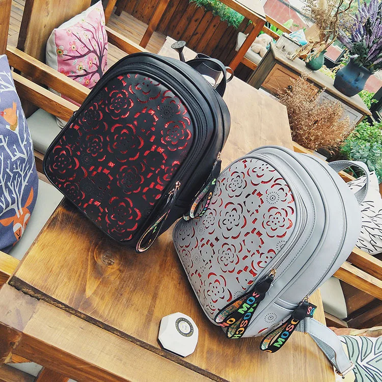 

Women's Trendy Shoulder Bag Fashion Styling Hollow Double Zipper Backpack Schoolchild Winter Schoolbag Fashion Girl Backpack