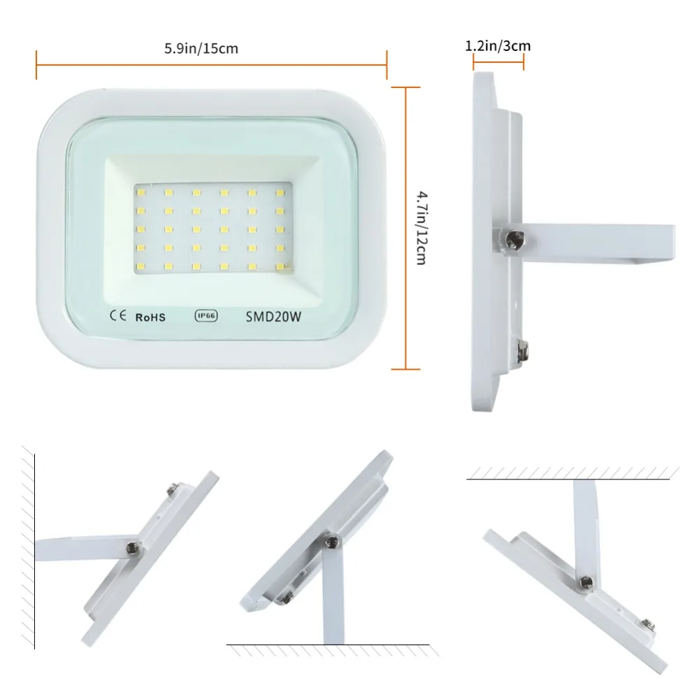Пожизненная гарантия 20 Вт светодиодные прожекторы Открытый IP66 водонепроницаемый Светодиодный прожектор reflektor светодиодный садовый светильник светодиодный настенный светильник