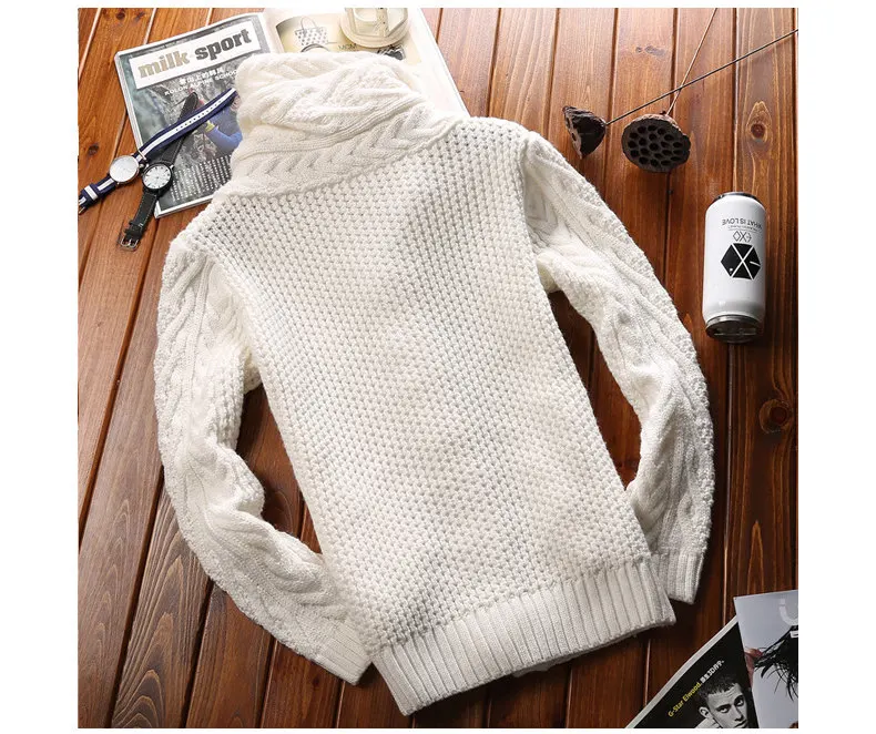 2017 Autumn Winter New Brand Men Cardigan Sweater Thicken Loose Fit Acrylic Warm Knited Male Sweatercoat White Black Muls M-3XL-8