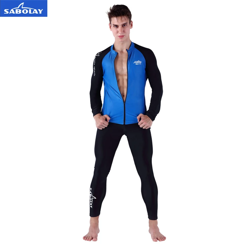 

SABOLAY Men Lycra Long Sleeve Surf Coat Rashguards Swim Jacket Unscreen Swimming T-Shirt Rash Guard Black Black Diving Jacket