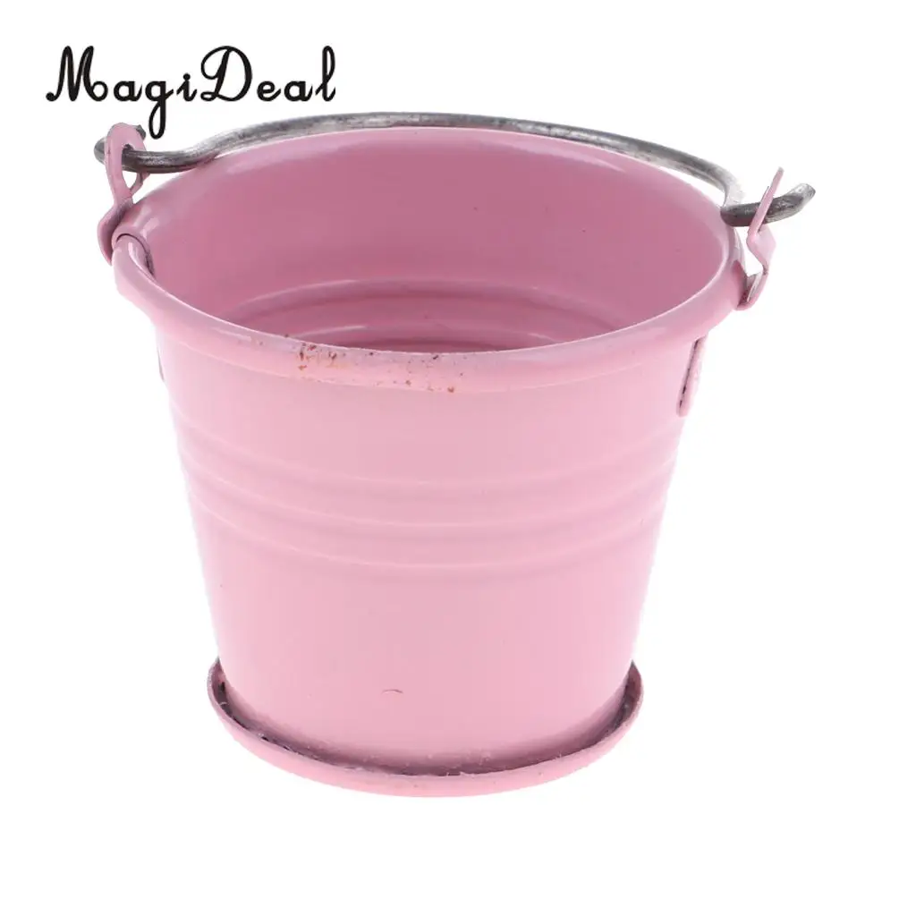 New Arrival 1/12 Scale Dollhouse Miniature Kitchen Garden Water Bucket Pail Furniture Decoration Accessory 7Colors