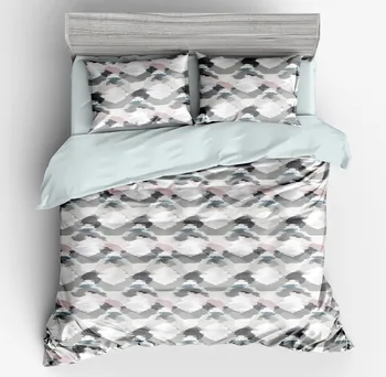 

Wavy stripes Microfiber Fabric Bedding Sets Geometry Flat Bed Sheet Duvet Cover Pillowcase