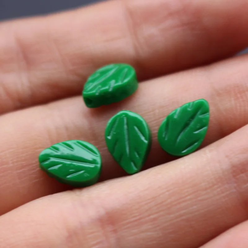 

(20 pieces/lot)Dark Green Leaf 8.65mm*6mm*3mm Carved Artificial Coral leaf Loose beads for Jewelry making