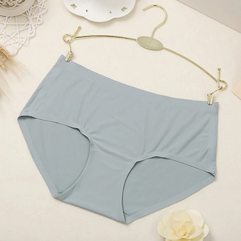 

DEWVKV Briefs Panties For Women Solid Gray Green Purple Underwear Everyday Seamless Panties Girl Mid-Rise Size M L XL Sexy ZC