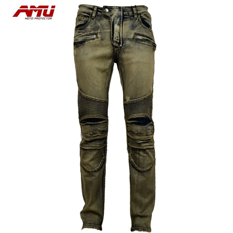 Аутентичные Аму модные мотоциклетные джинсы для езды по бездорожью локомотив гоночные брюки R6 - Цвет: Metal color