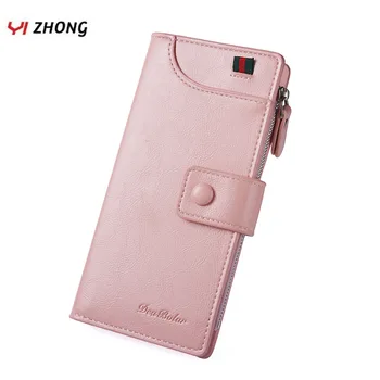 

YIZHONG Zipper&Hasp Wallets Women Credit Card Holder Leather Female Cover Case Organzier Lady Coin Purse Quality Phone Pocket