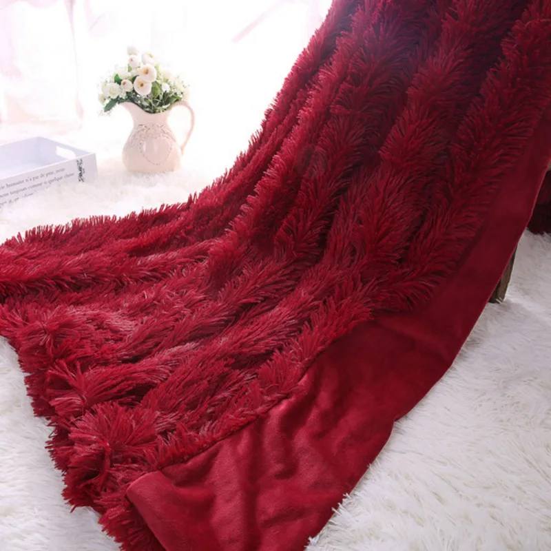 Зимнее розовое пушистое одеяло, мягкое теплое плюшевое одеяло из искусственного меха, Коралловое фото, мохнатое одеяло, постельные принадлежности - Цвет: TH119-03
