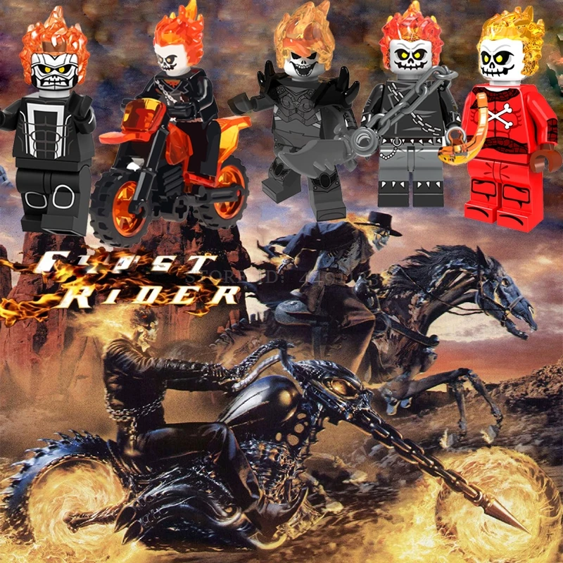 

Legoing Ghost Rider RC Car Set Blade SuperHeroes Marvel Avengers Iron Man Thanos Hulk Nicolas Cage Blocks DC Lex Luthor Legoings