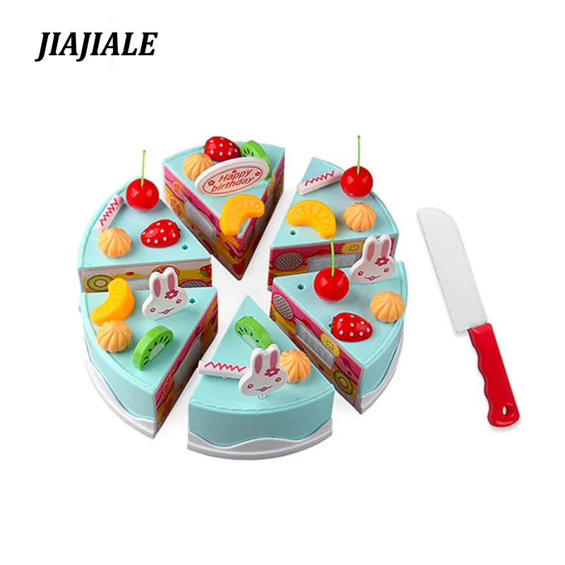 38pcs/ Set Diy Birthday Cake Cutting Pretend Play Food Toy Set