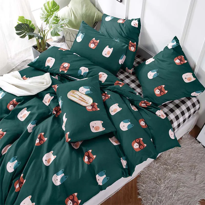 Alanna Printed Solid bedding sets Home Bedding Set 4-7pcs High Quality Lovely Pattern with Star tree flower - Цвет: T1003