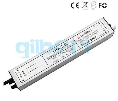 DC 12V 24W Светодиодный драйвер IP67 водонепроницаемый трансформатор наружный