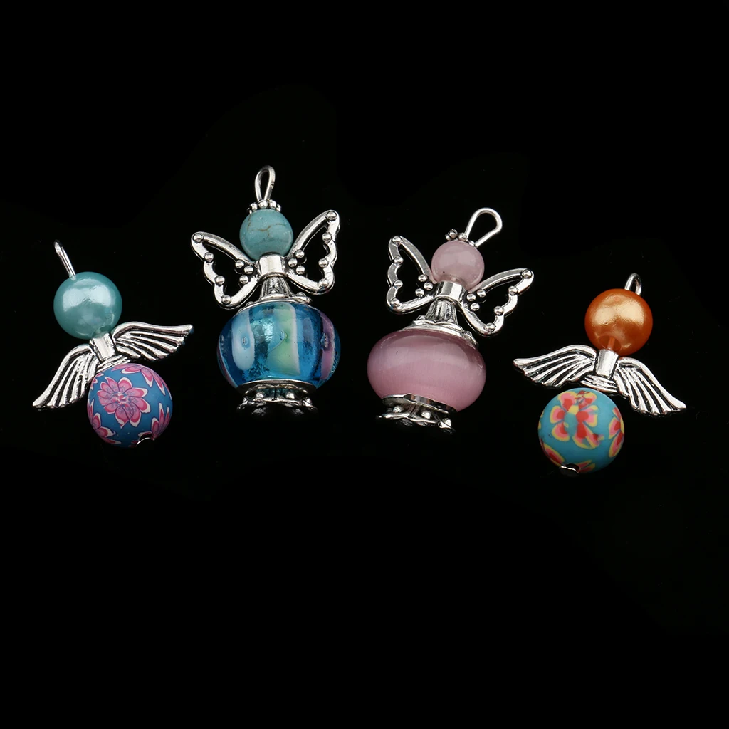 20x Acrylic Pearl Clay Angel Wing Pendants Charms Findings Jewelry Making Accessories for DIY Necklace Bracelet Earrings