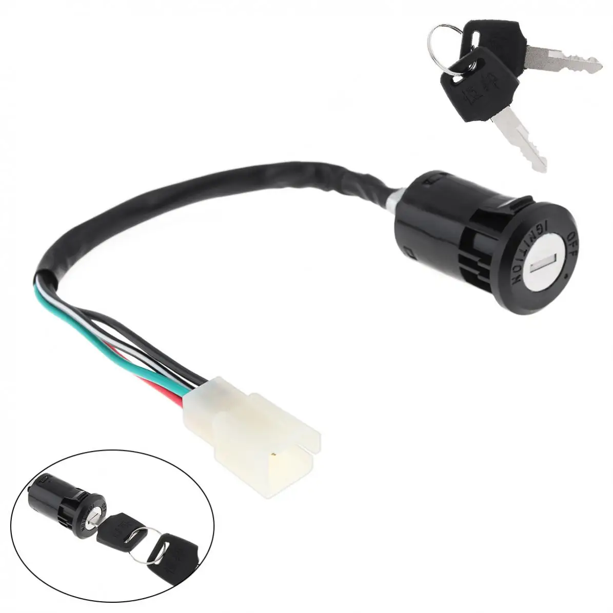 4 провода Tap Lock Электрический дверной замок переключатель зажигания с 2 ключами Поддержка мотоцикла/велосипеда/скутера/ATV/Go Kart для CG125