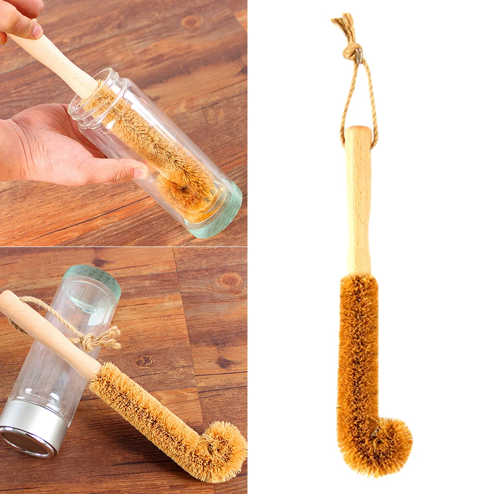 1 PC Long Handle Cup Brush Premium Coconut Fiber Glass Cup Mugs Bottles