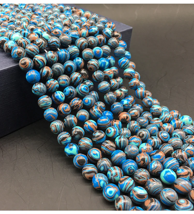 

Natural Stone Bead Blue Line Round Loose Spacer Beads For Jewelry Making DIY Bracelet 4/6/8/10/12 MM