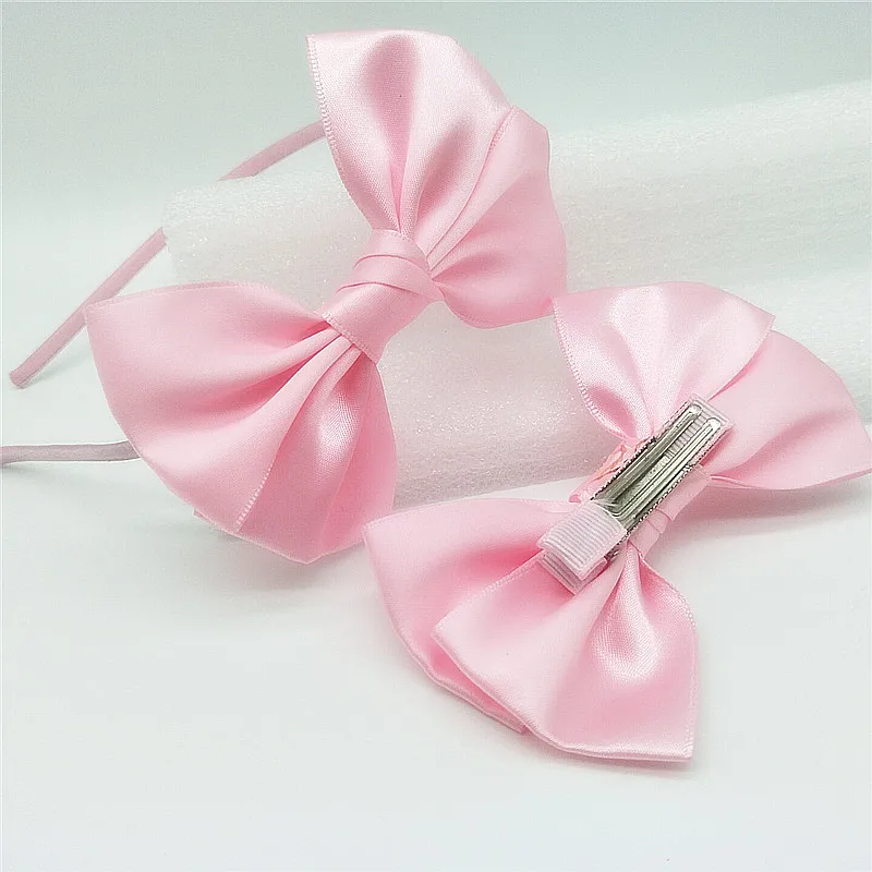 

1Set=2PCS Cute High Quality Ribbon Bowknot Girls Hairbands Kids Hair Bows Headbands Headwear Hair Accessorie