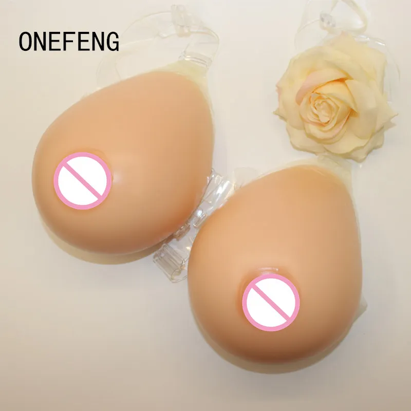 

2017 hot selling Teardrop shape silicone breast forms with transparent straps 2000g/pair ONEFENG brand