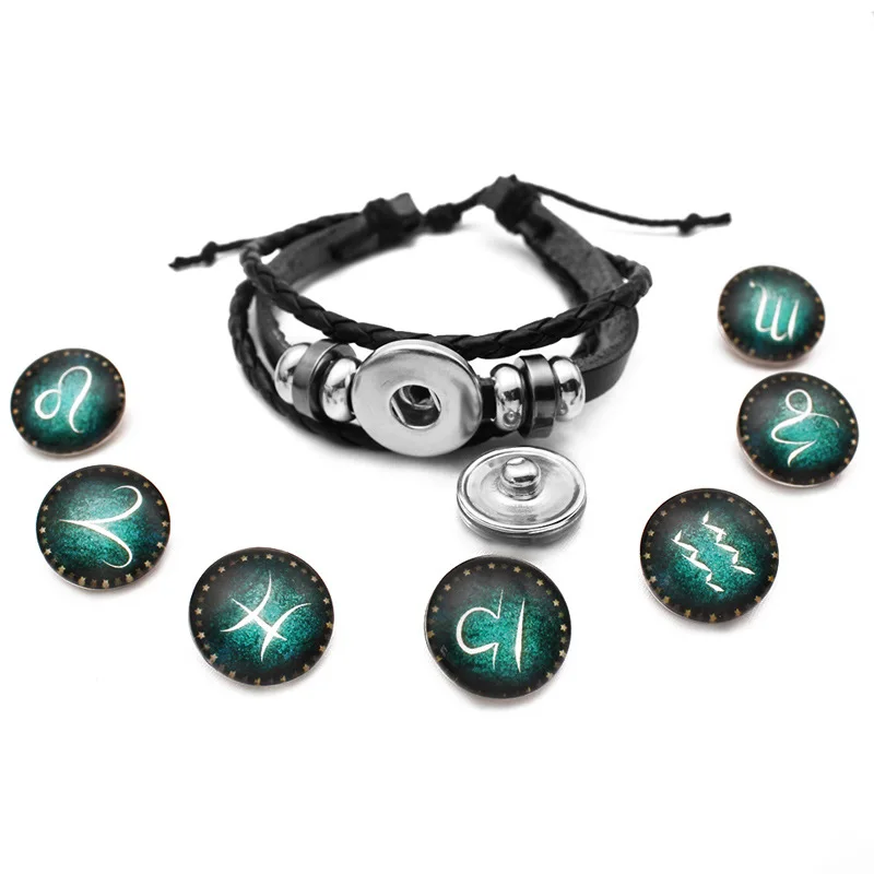

Luminous 12 Constellation Multilayer Weave Star Leather Rope Couple Bracelets For Women Men Children Bracelet Jewelry Accessorie