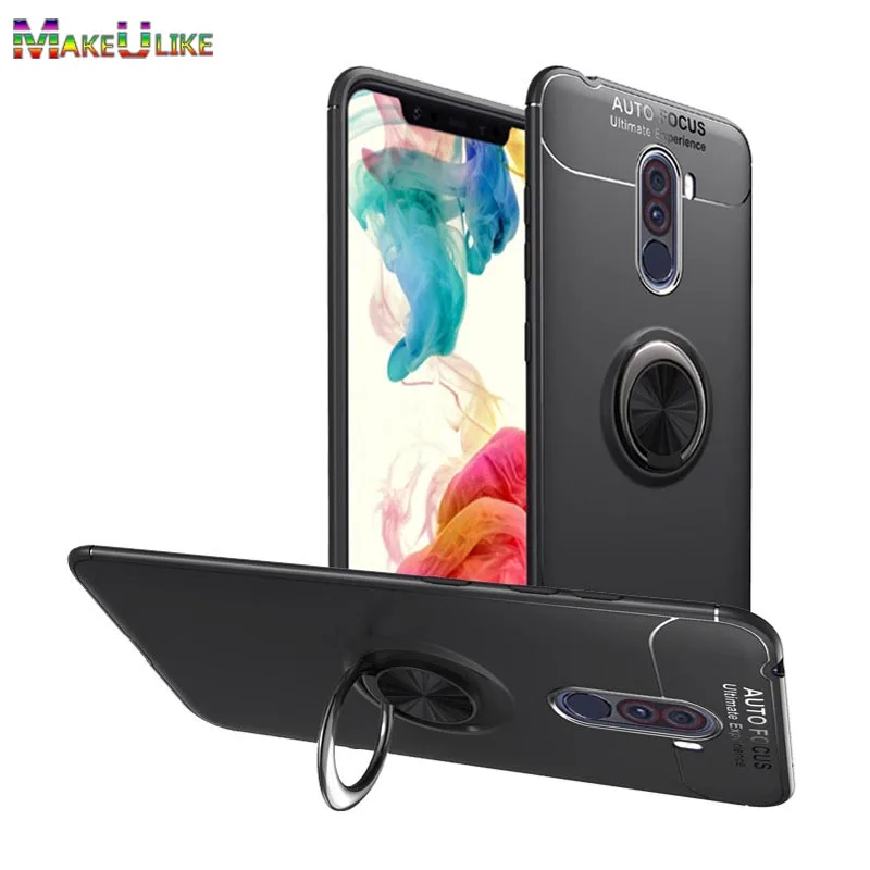 

MAKEULIKE Ring Slim Cover For Xiaomi PocoPhone F1 Case Soft TPU Phone Bags Back Cases for Xiaomi PocoPhone F1 Cover