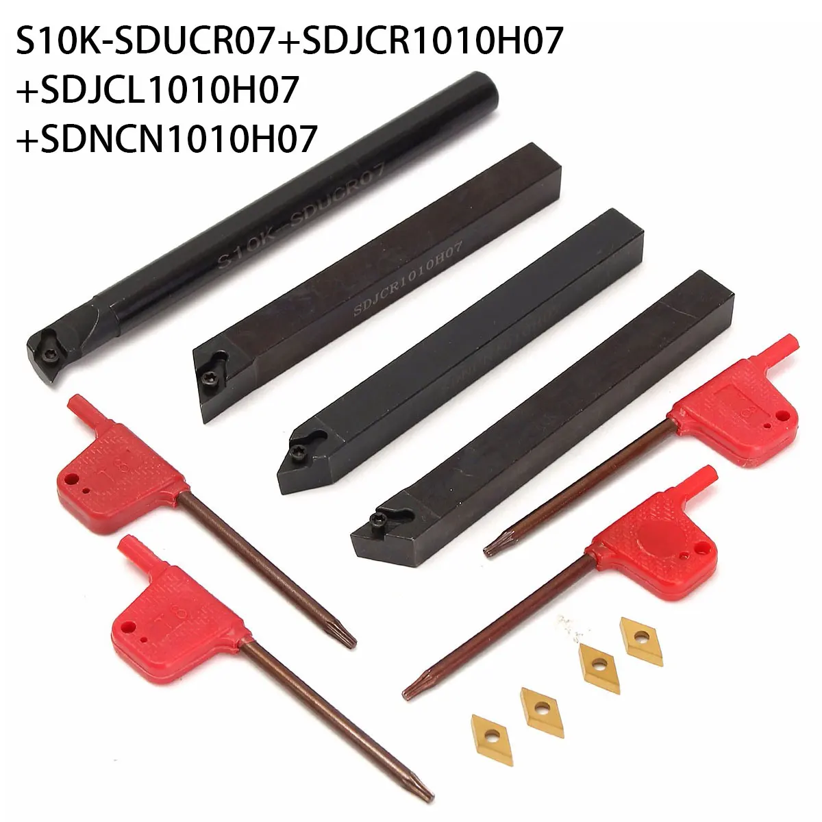 Buy 4pcs 10mm Shank Lathe Boring Bar Turning Tool Holder With 4pcs DCMT070204