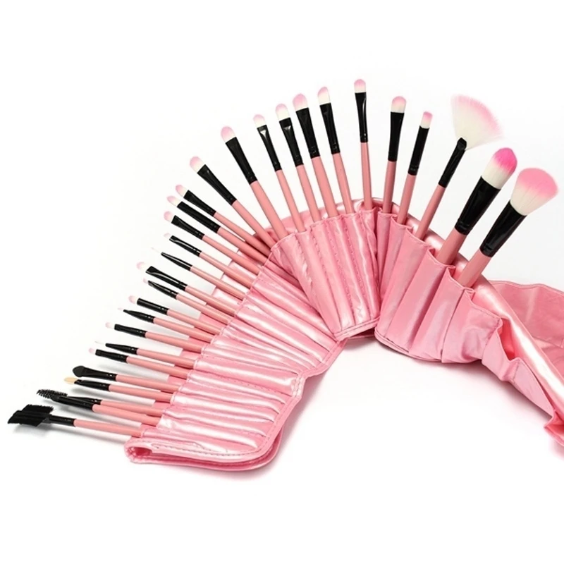 32 PCS Pink Eyeshadow Eyebrow Blush Makeup Brushes Cosmetic Set (Color: Pink) (1)