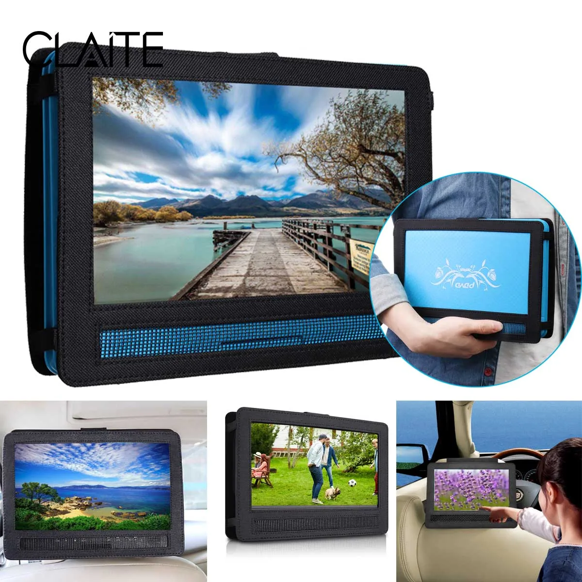 

Portable 9.8 inch DVD Player Digital Car Rechargeable Player With Game FM Radio TV AV Monitor Card Reader with Tablet Holder