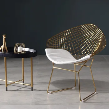 

2pcs PACK, Metal Wire Mesh Chair in Golden Finish / Woolen Blanket Included