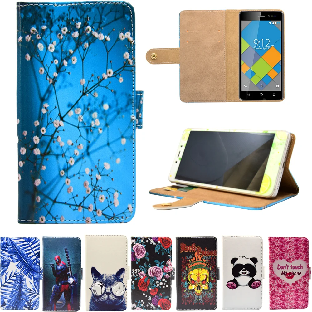 New PU Leather Phone Cases Cartoon Flip Wallet Stand Cover Case for NUU