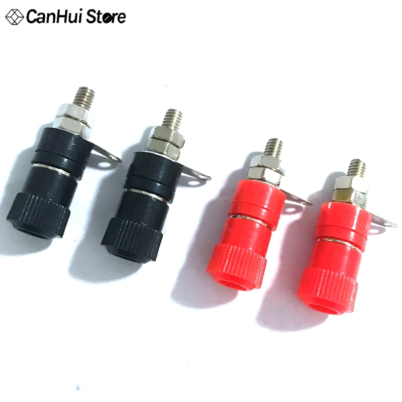 

10ps 4mm Banana Socket Nickel Plated Binding Post Nut Banana Plug Jack Connector Red + Black JS-910B Terminal JS919 Opening 8mm