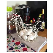 Vintage Wire Metal Egg Basket Country Hen Shape Multi Use Egg Fruit Vegetable Storage Rack Organizer Home Kitchen Gadgets Decor