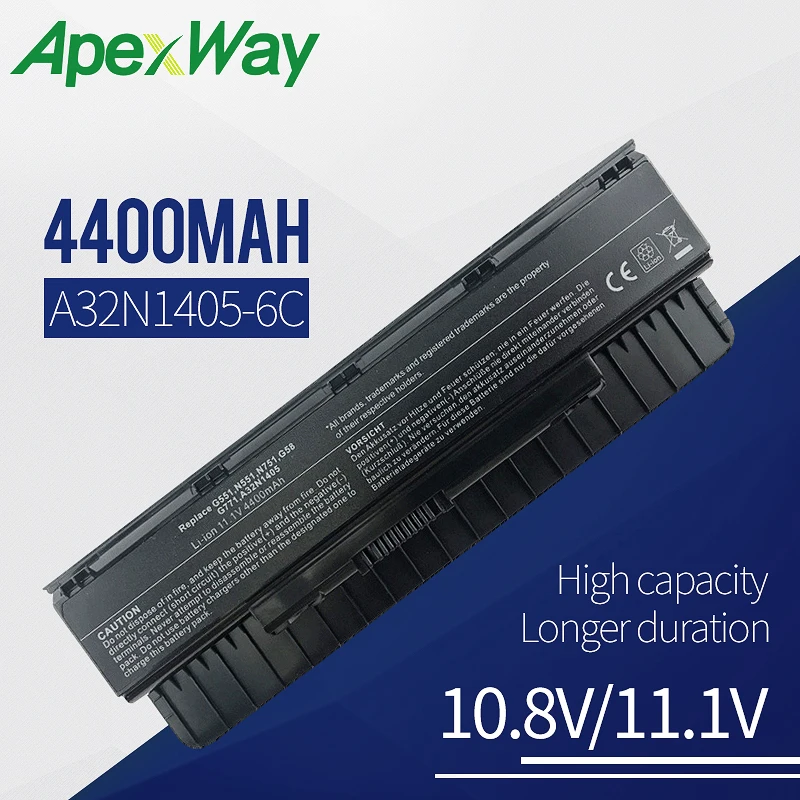 

Apexwa 10.8V Laptop Battery A32N1405 A32NI405 For ASUS G551 G551J G551JK N551JW4720 N751 G551JM G551JW N751JK For ROG G58 G58J