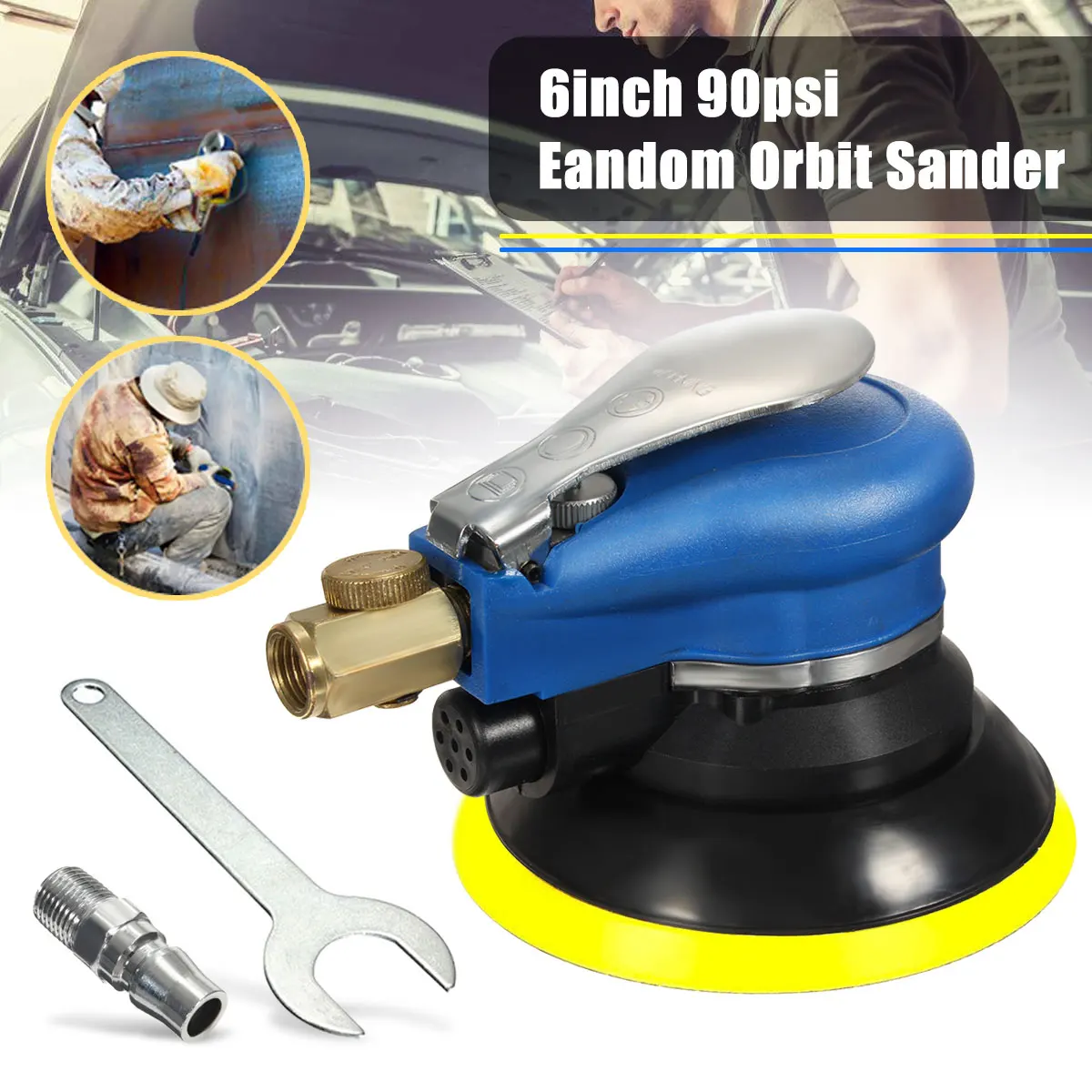 

6 Inch 10000rpm Round Air P alm Orbital Sander Random for P alm Sander 150mm Dualable Action Auto Body Orbit DA Sanding