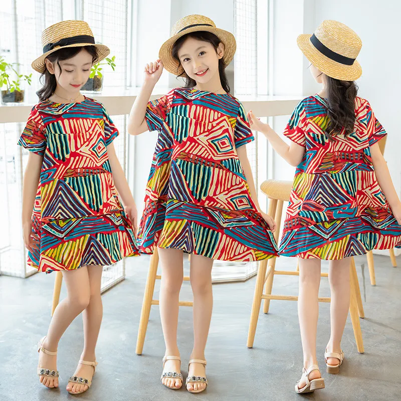

Teen Girls Summer Dress Baby Girl Clothes Kids Baby Girl Print Beachwear Princess Dress Sundress Kids Dresses for Girls