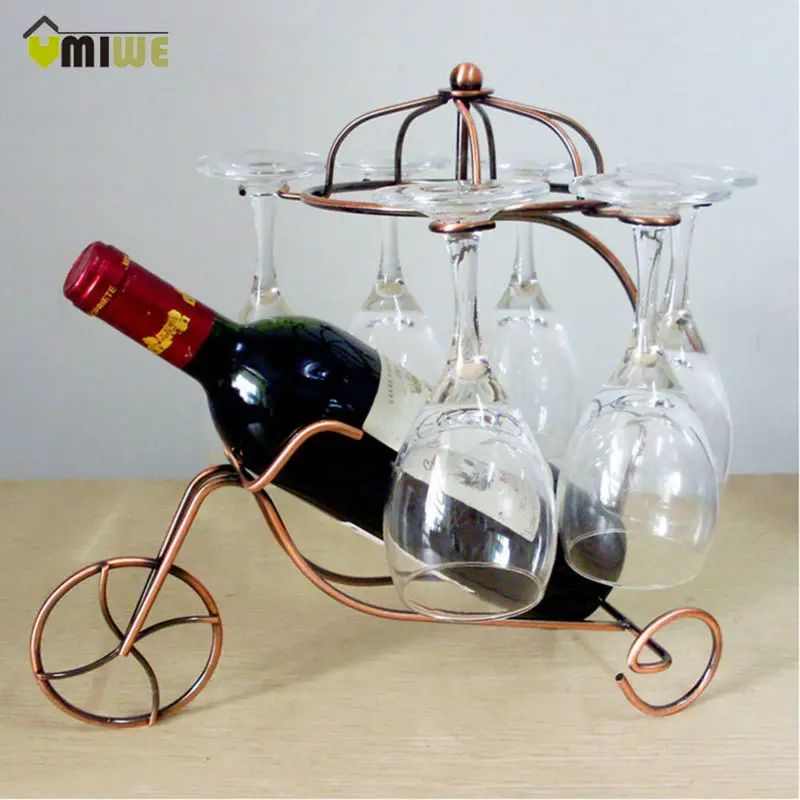 2017 Creative Fashion Metal Wine Rack Red Wine Bottle Glasses Home Bar Wine Holder Hanging Upside