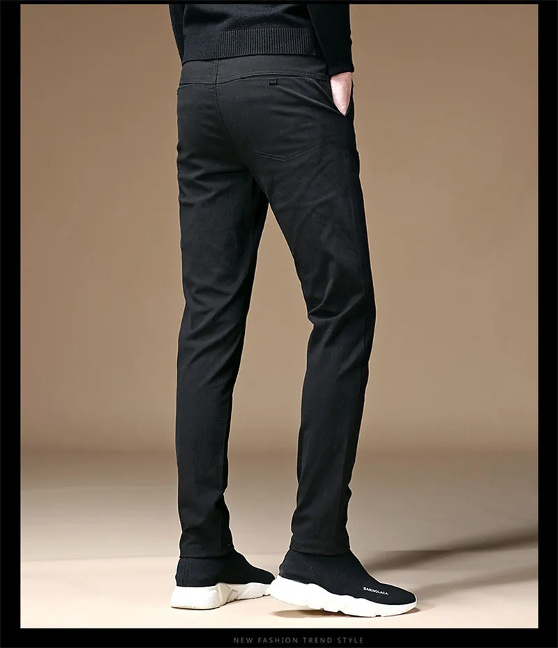 New 2018 Mens Casual Pants Fashion Business Male Cotton Slim Pant Straight Trousers Long Pants Solid Color 28-42 (11)