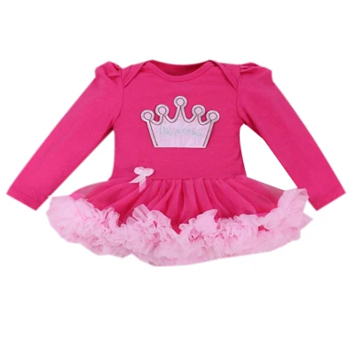 Платье для новорожденных одежда для малышей Комбинезоны с короной для девочек платья-пачки с оборками платье для дня рождения для маленьких девочек от 0 до 24 месяцев - Цвет: Черный
