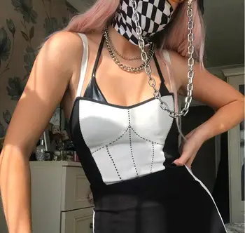 

Summer black white hit color sling jumpsuit women