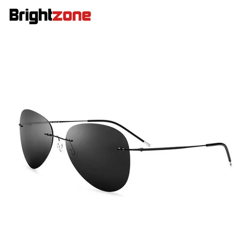 Brightzone 뛰어난 품질의 남성 초경량 무테 여성 브랜드 디자이너 태양 안경 편광 운전 티타늄 선글라스 oculos