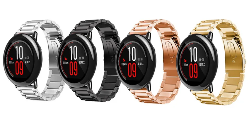 22 мм Huami Amazfit Stratos 2 ремешок Pulseira Amazfit Pace ремешок для часов Xiaomi Amazfit 2 ремешок металлический ремень из нержавеющей стали