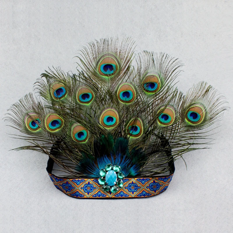 

Adults and Kids Halloween Carnival Party Peacock Feather Headdress Fashion Hair Band Dance Performance Show Hair Accessories