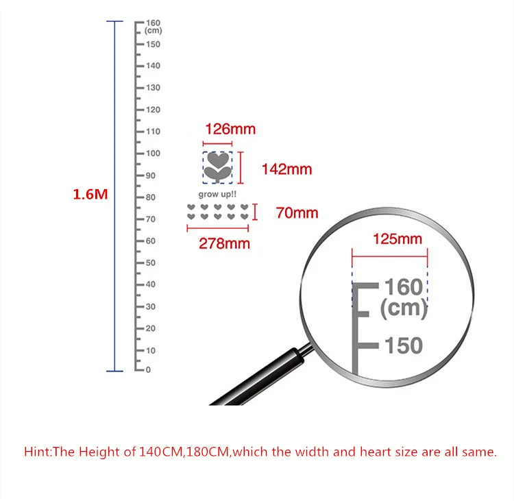 3 размера 3D акриловая Настенная Наклейка Измерение DIY Художественный настенный плакат для дома декоративный спальня для детей высота линейка Наклейка на стену s