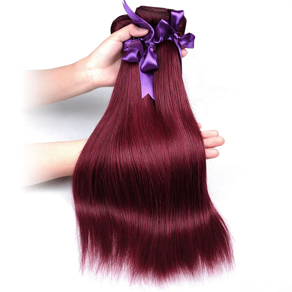 Цветные перуанские прямые пучки волос бордовый 99J Натуральные Рыжие волосы переплетения пучки Сияющая Звезда 1 шт. не Реми наращивание Canbe краситель