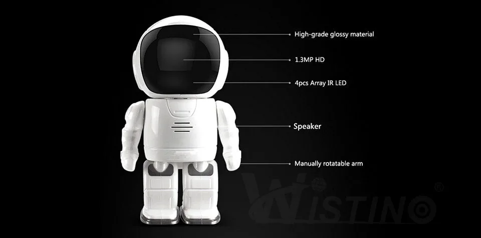 Wistino 960P 1.3MP робот-камера, wifi, детский монитор, беспроводная CCTV ip-камера, ИК светодиоды, удаленное домашнее умное видео монитор, TF карта, для помещений