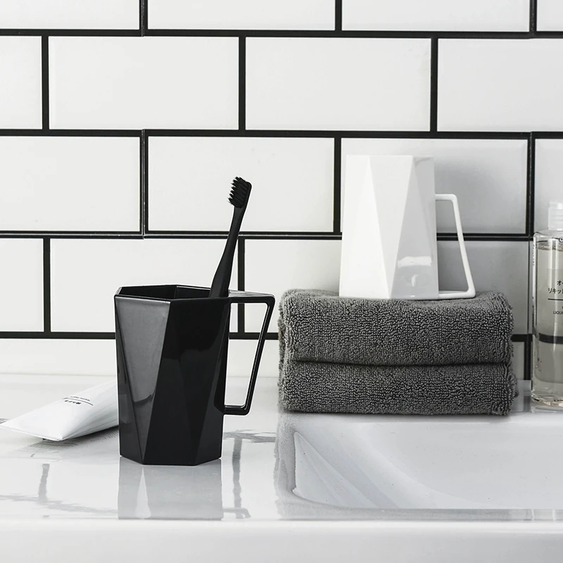 

330ML Eco-friendly Simple geometric pattern Cups Toothbrush Holder Cup PP Rinsing Cup Wash Tooth Cup Bathroom Sets