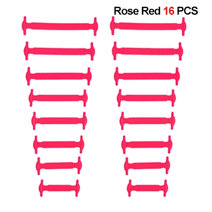 Leyou 16 шт силиконовые шнурки для обуви без шнурков эластичные плоские спортивные шнурки для бега цветные модные шнурки для обуви новые белые шнурки для обуви - Цвет: Rose Red