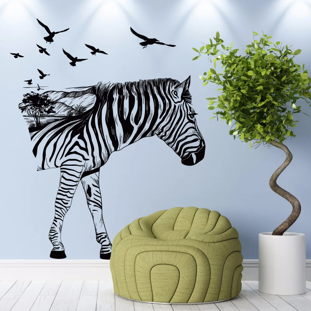 Buy Forest animal Zebra wall sticker Vinyl DIY Bird