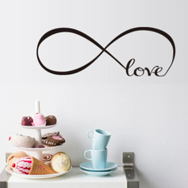 Bedroom Wall Decals, Love Wall Stickers Bedroom Decor - Infinity Symbol Word Love bedroom vinyl wall art