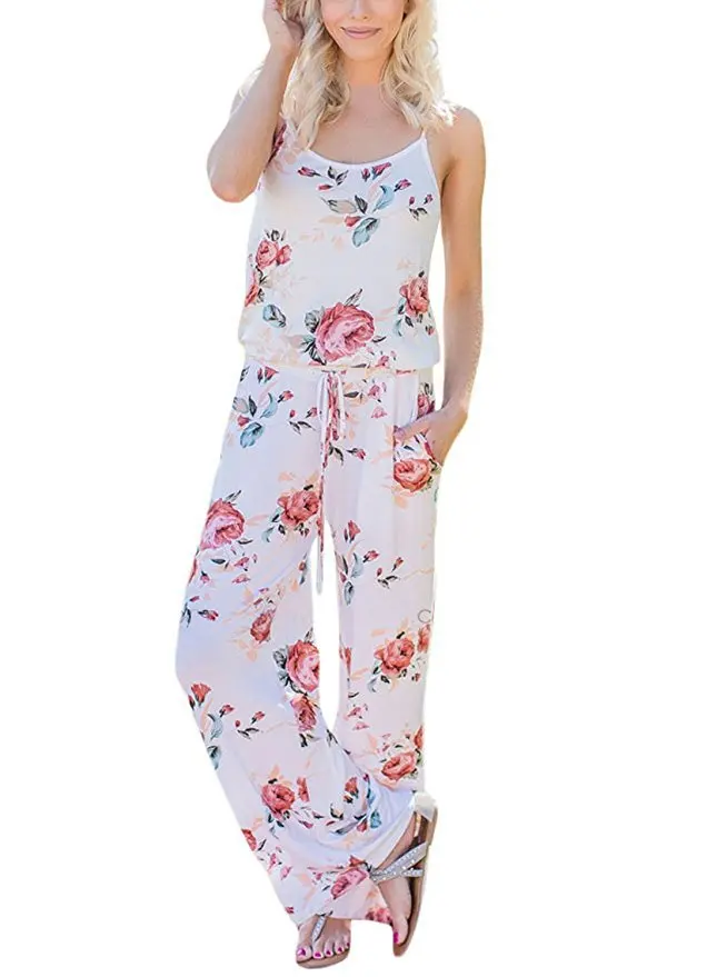 Sexy Sleeveless jumpsuit women long romper 2018 summer lady Fashion floral trousers beach jumpsuit coveralls sexy female frock