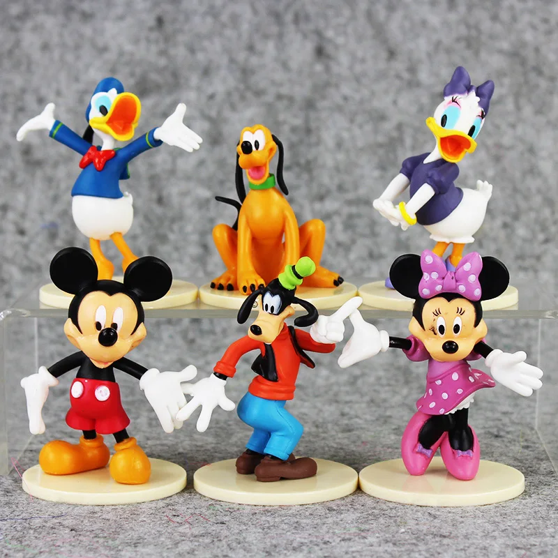

6Pcs/Lot 6-8cm Mickey Figures Minnie Donald Duck Daisy Duck PVC Figure Toys Dolls Kids Great Gifts